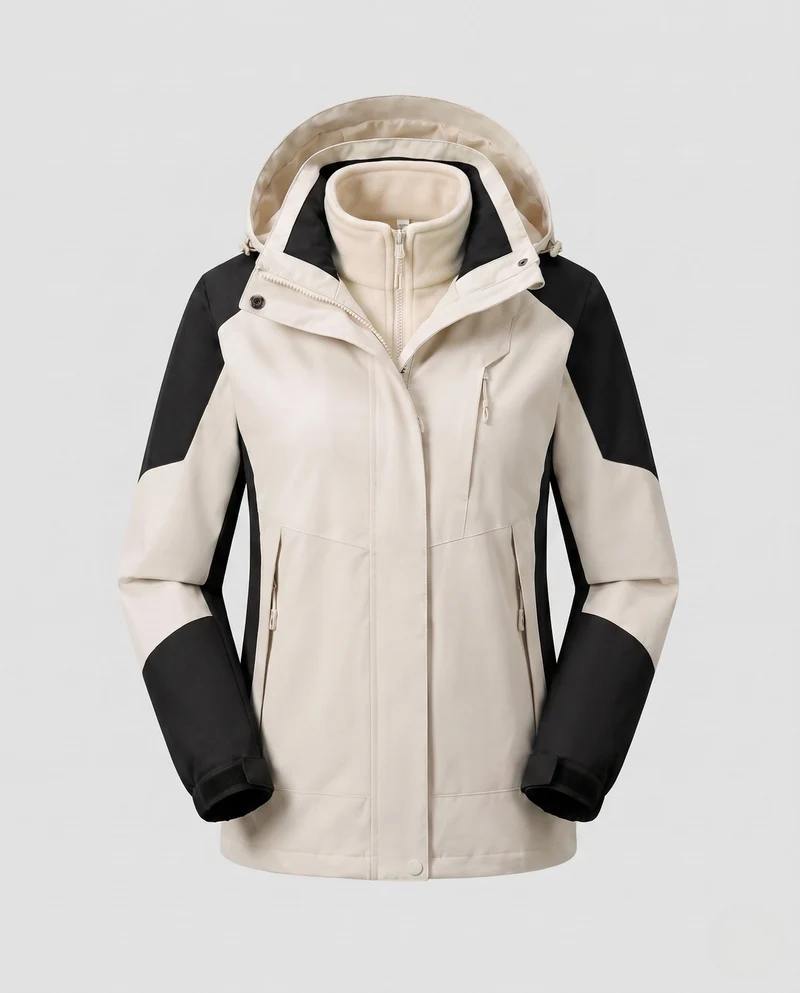 Damen Colorblock Leicht Übergangsjacke mit atmungsaktiver Membran und herausnehmbarem Innenwesten