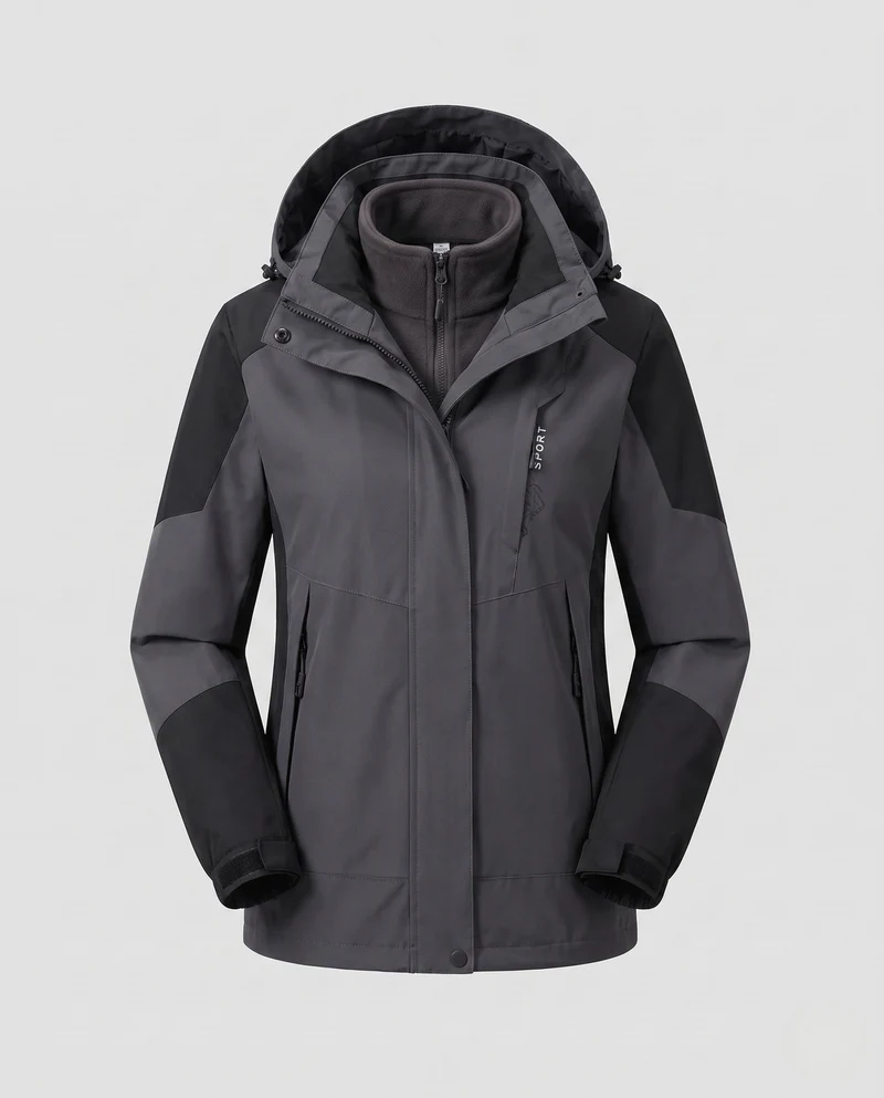 Damen Colorblock Leicht Übergangsjacke mit atmungsaktiver Membran und herausnehmbarem Innenwesten