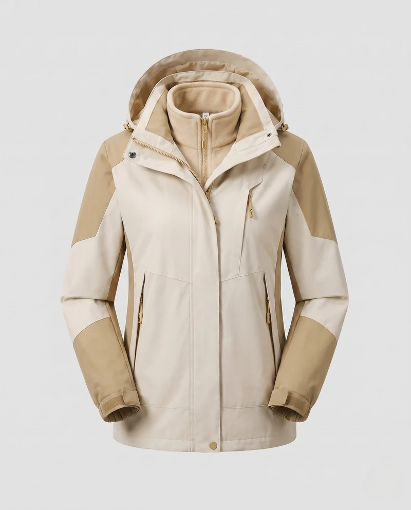 Damen Colorblock Leicht Übergangsjacke mit atmungsaktiver Membran und herausnehmbarem Innenwesten