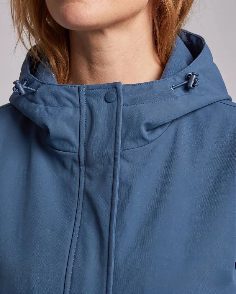 Leichte Damen Softshell-Hoodiejacke mit verdeckter Frontleiste und verstellbaren Klettverschlüssen
