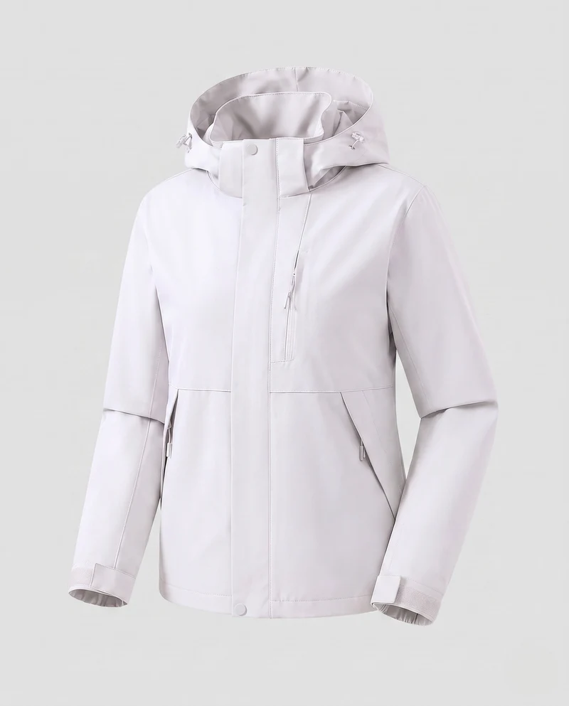 Leichte Damen Softshell-Hoodiejacke mit verdeckter Frontleiste und verstellbaren Klettverschlüssen