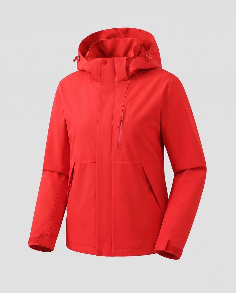 Leichte Damen Softshell-Hoodiejacke mit verdeckter Frontleiste und verstellbaren Klettverschlüssen