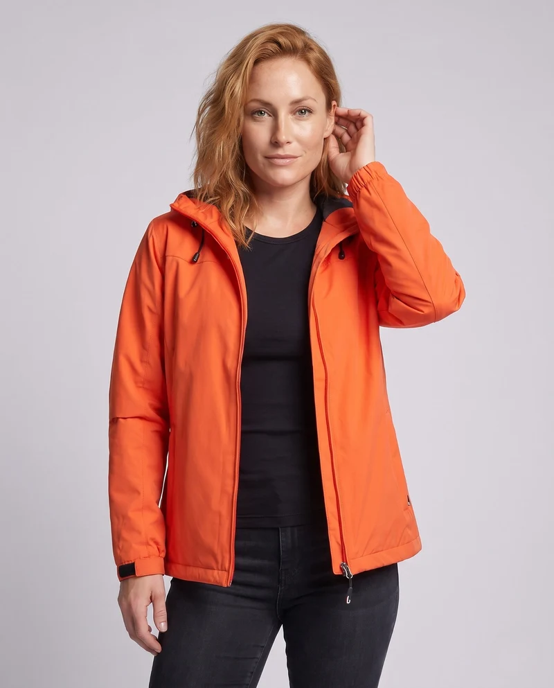 Damen leichte wasserdichte Kapuzenjacke mit atmungsaktiver Membran und figurbetontem Schnitt
