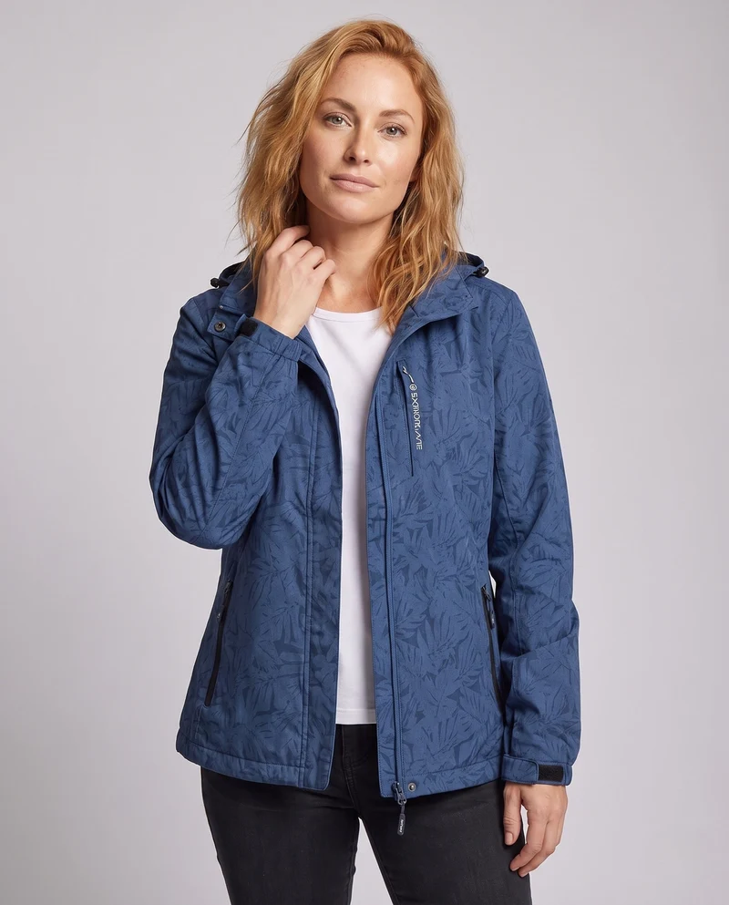 Damen leichte wind- und wasserabweisende Kapuzenjacke mit floralem Allover-Print, atmungsaktivem Netzfutter und verstellbarem Kapuze
