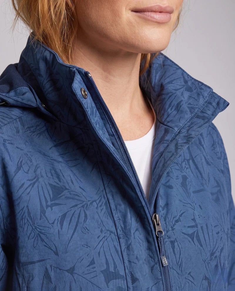 Damen leichte wind- und wasserabweisende Kapuzenjacke mit floralem Allover-Print, atmungsaktivem Netzfutter und verstellbarem Kapuze