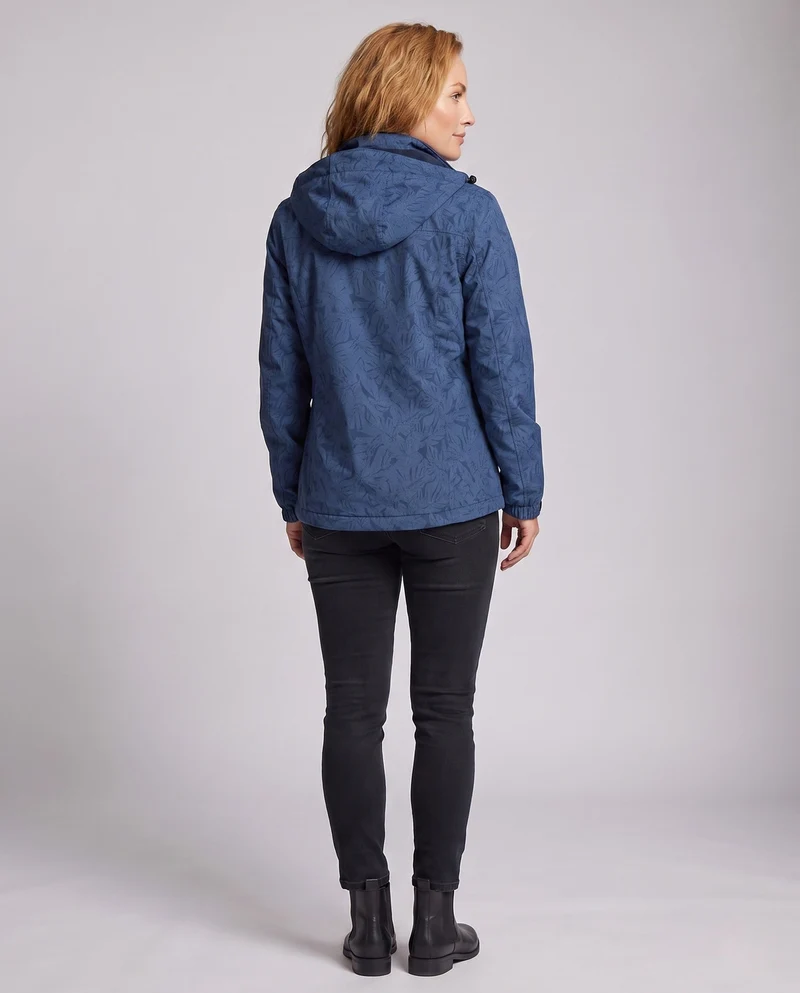 Damen leichte wind- und wasserabweisende Kapuzenjacke mit floralem Allover-Print, atmungsaktivem Netzfutter und verstellbarem Kapuze