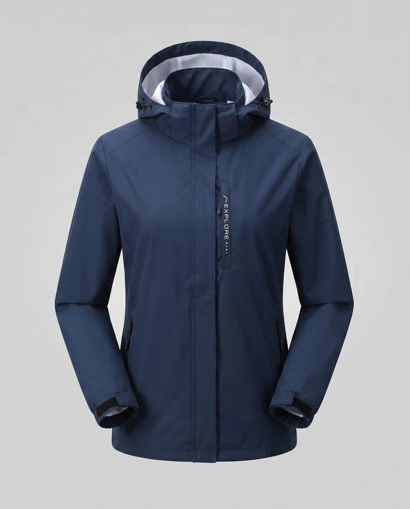 Damen leichte wind- und wasserabweisende Kapuzenjacke mit floralem Allover-Print, atmungsaktivem Netzfutter und verstellbarem Kapuze