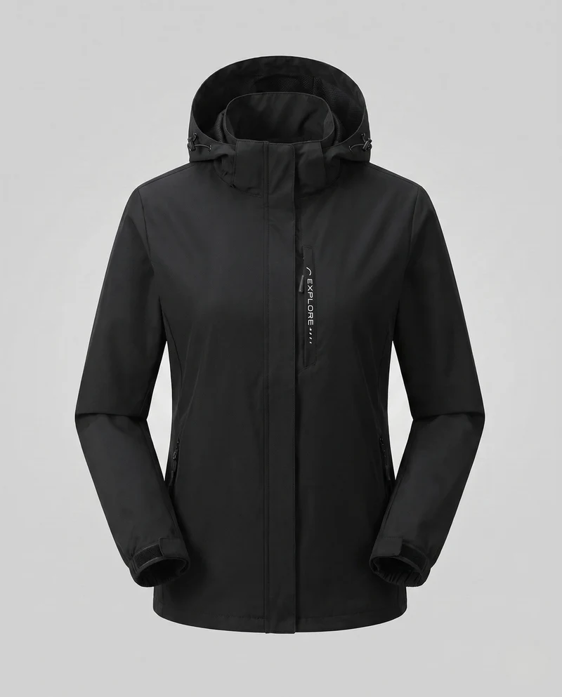 Damen leichte wind- und wasserabweisende Kapuzenjacke mit floralem Allover-Print, atmungsaktivem Netzfutter und verstellbarem Kapuze