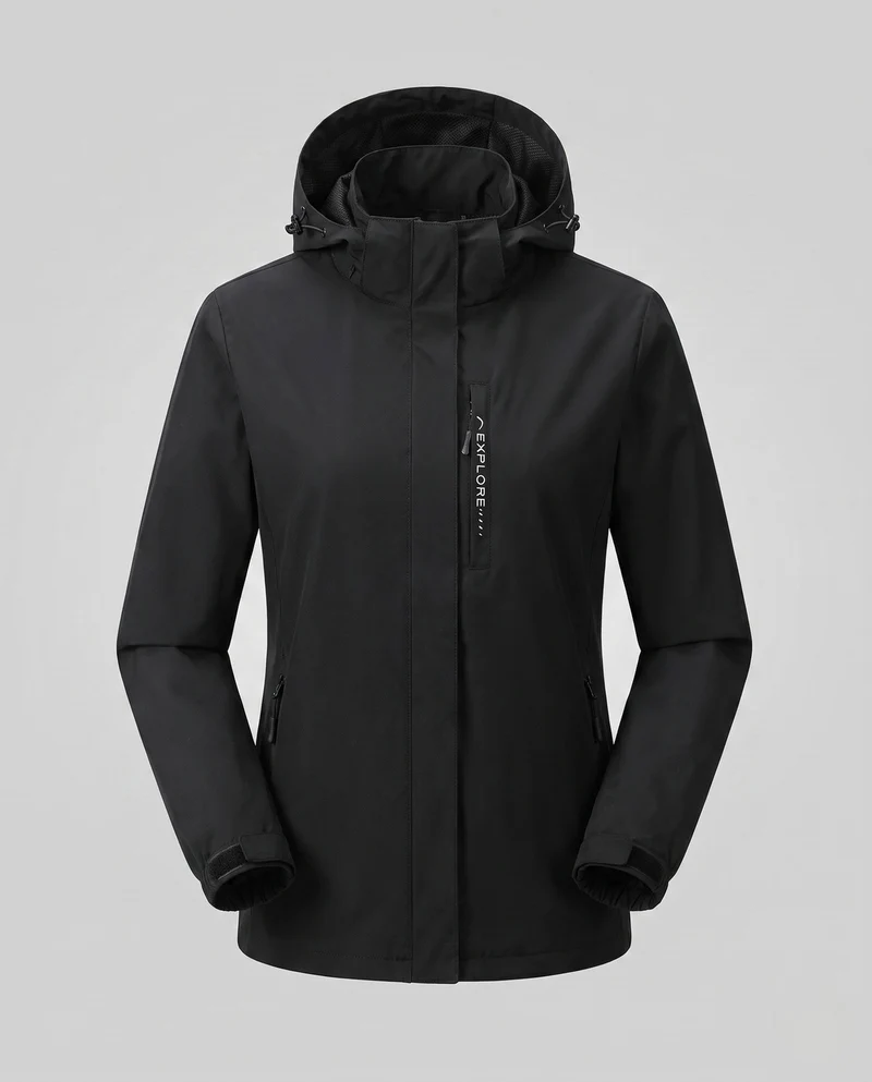 Damen leichte wind- und wasserabweisende Kapuzenjacke mit floralem Allover-Print, atmungsaktivem Netzfutter und verstellbarem Kapuze