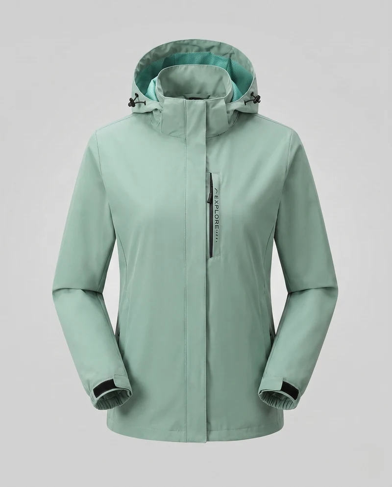 Damen leichte wind- und wasserabweisende Kapuzenjacke mit floralem Allover-Print, atmungsaktivem Netzfutter und verstellbarem Kapuze