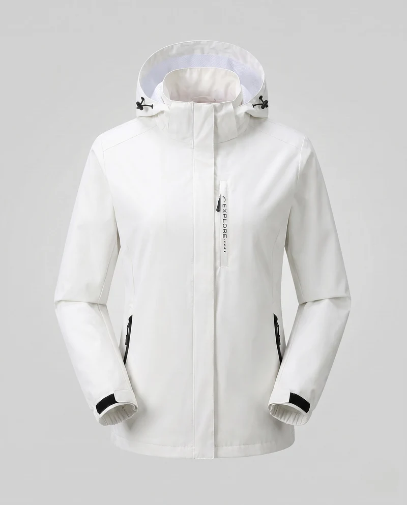 Damen leichte wind- und wasserabweisende Kapuzenjacke mit floralem Allover-Print, atmungsaktivem Netzfutter und verstellbarem Kapuze
