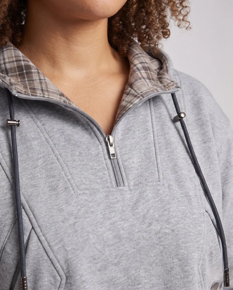 Damen Zweiteiler Freizeitset Hoodie mit halbem Reißverschluss und lockerer Jogginghose