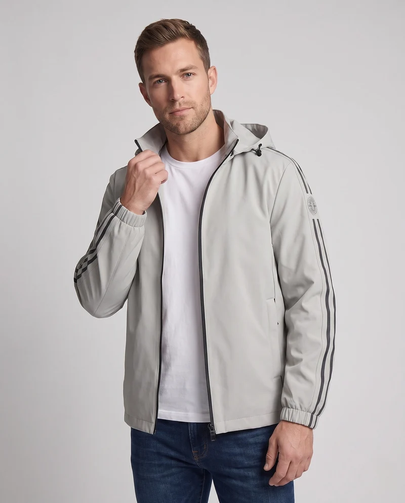 Atmungsaktive Softshell-Jacke für Männer mit reflektierenden Armstreifen
