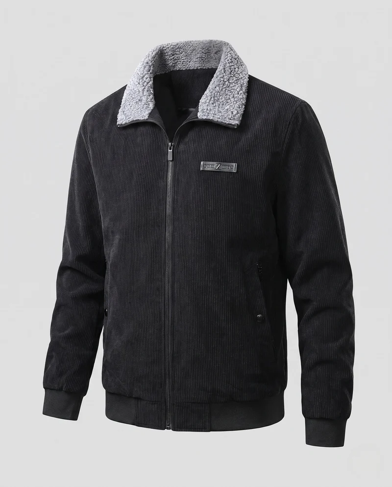 Herren Cordjacke mit Sherpa-Kragen und thermischem Innenfutter