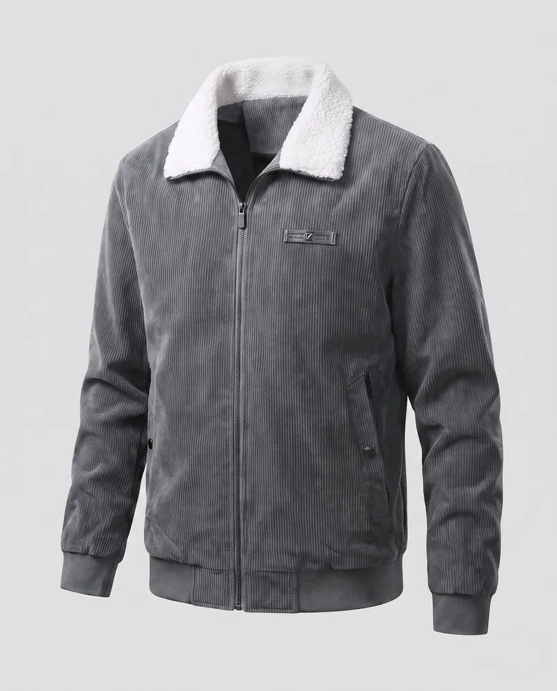 Herren Cordjacke mit Sherpa-Kragen und thermischem Innenfutter