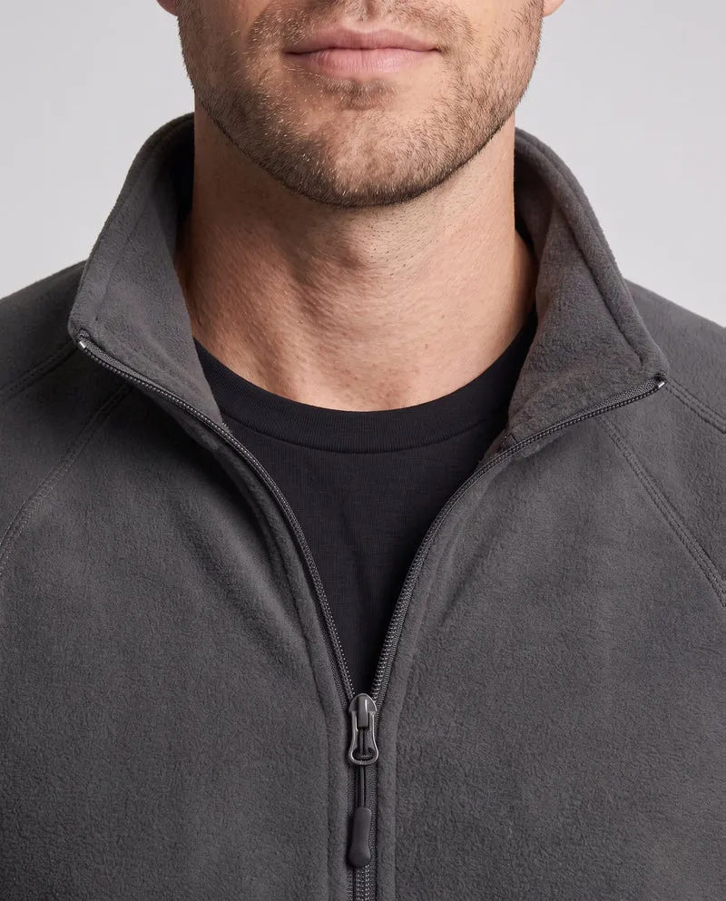 Herren Fleece Trekkingjacke mit Stehkragen, Raglanärmeln und verborgenem Reißverschluss