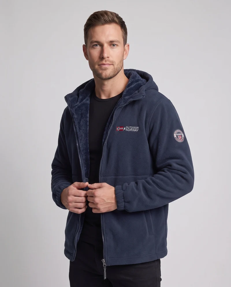 Herren isolierte Fleece-Hoodie mit Teddy-Futter, verdecktem Reißverschluss und elastischen Bündchen