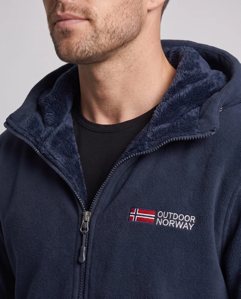 Herren isolierte Fleece-Hoodie mit Teddy-Futter, verdecktem Reißverschluss und elastischen Bündchen