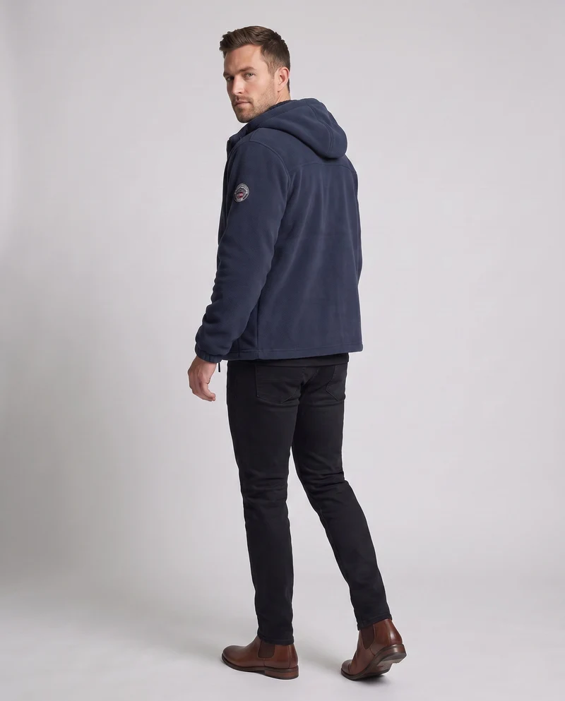 Herren isolierte Fleece-Hoodie mit Teddy-Futter, verdecktem Reißverschluss und elastischen Bündchen