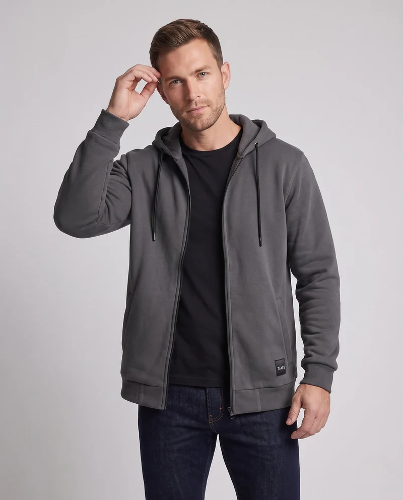 Herren gepolsterte Kapuzen-Sweatjacke mit durchgehendem Reißverschluss und weichem Mikrofleece