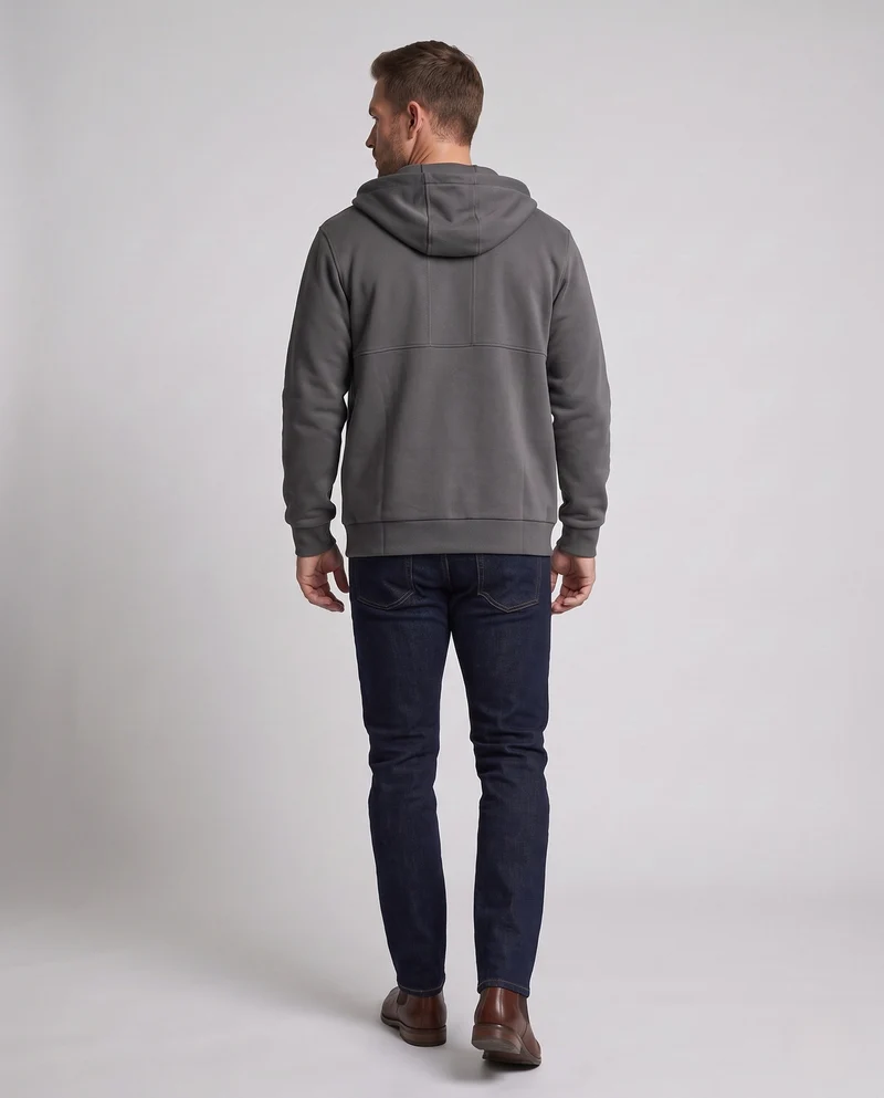 Herren gepolsterte Kapuzen-Sweatjacke mit durchgehendem Reißverschluss und weichem Mikrofleece