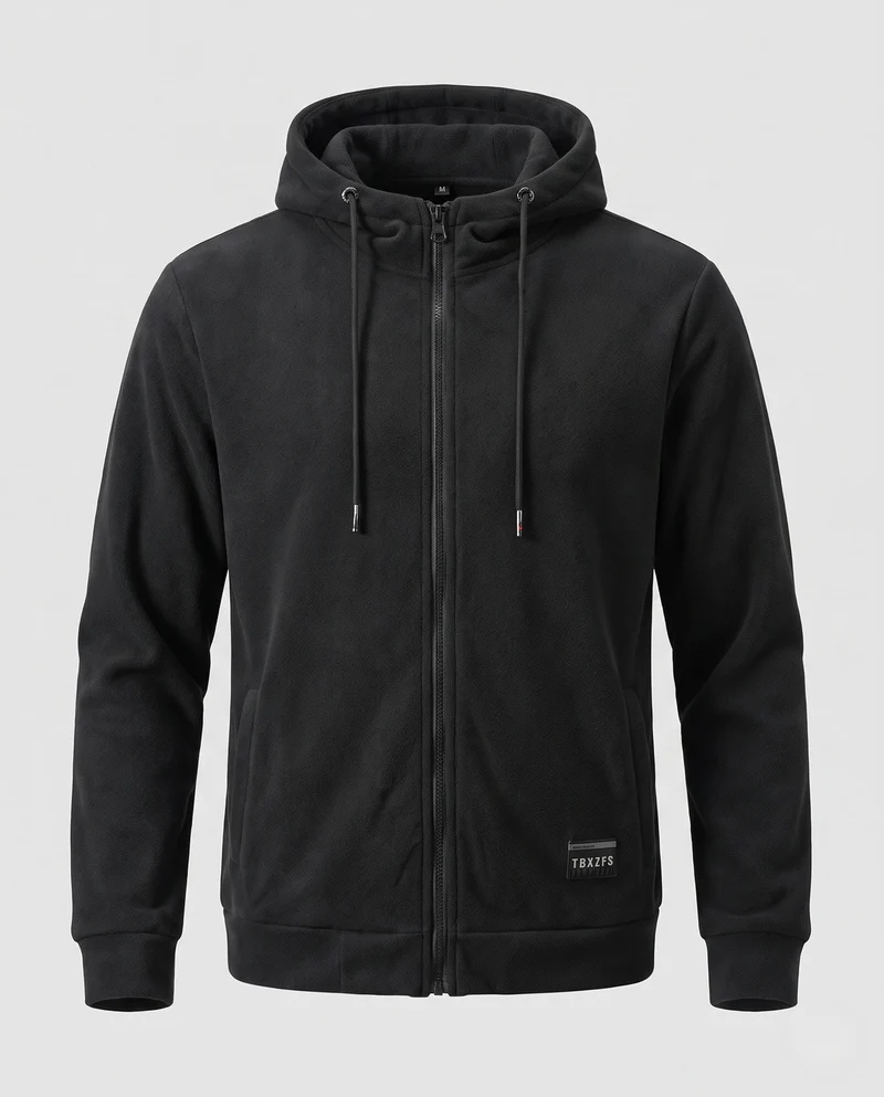 Herren gepolsterte Kapuzen-Sweatjacke mit durchgehendem Reißverschluss und weichem Mikrofleece
