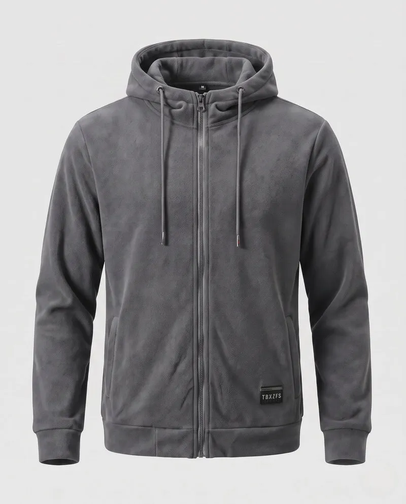 Herren gepolsterte Kapuzen-Sweatjacke mit durchgehendem Reißverschluss und weichem Mikrofleece