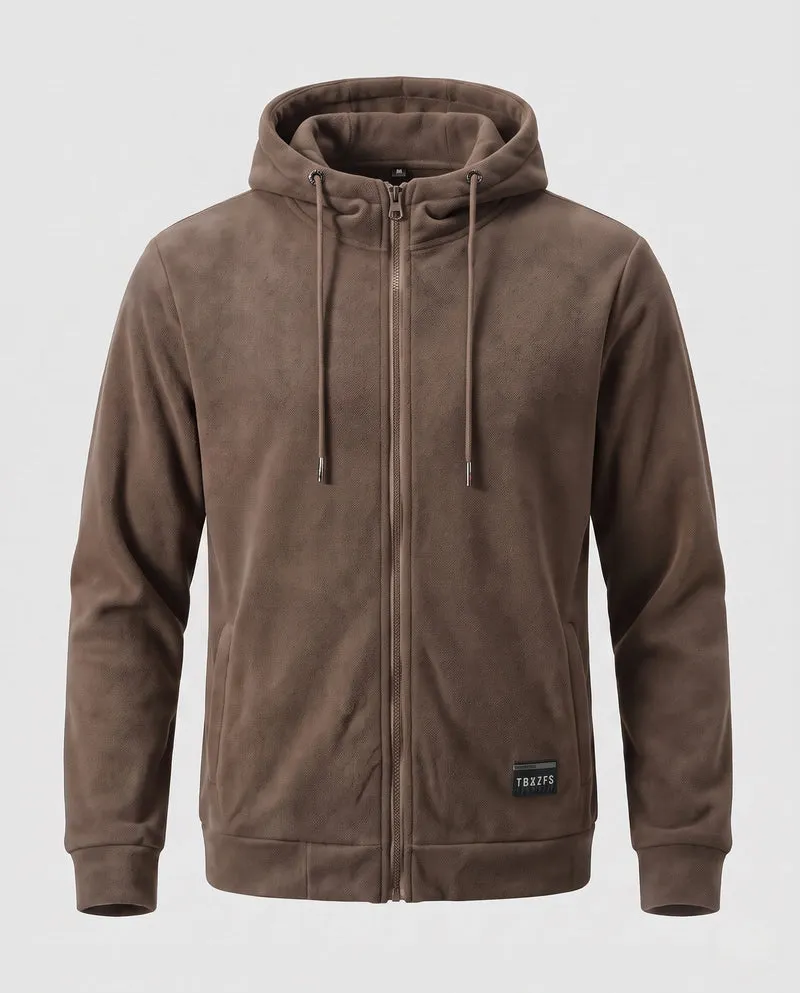 Herren gepolsterte Kapuzen-Sweatjacke mit durchgehendem Reißverschluss und weichem Mikrofleece