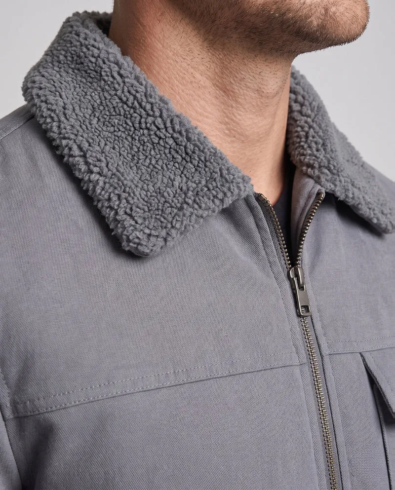 Herren isolierte Teddy-Fleece-Arbeitsjacke mit Stehkragen und Brustklappentasche