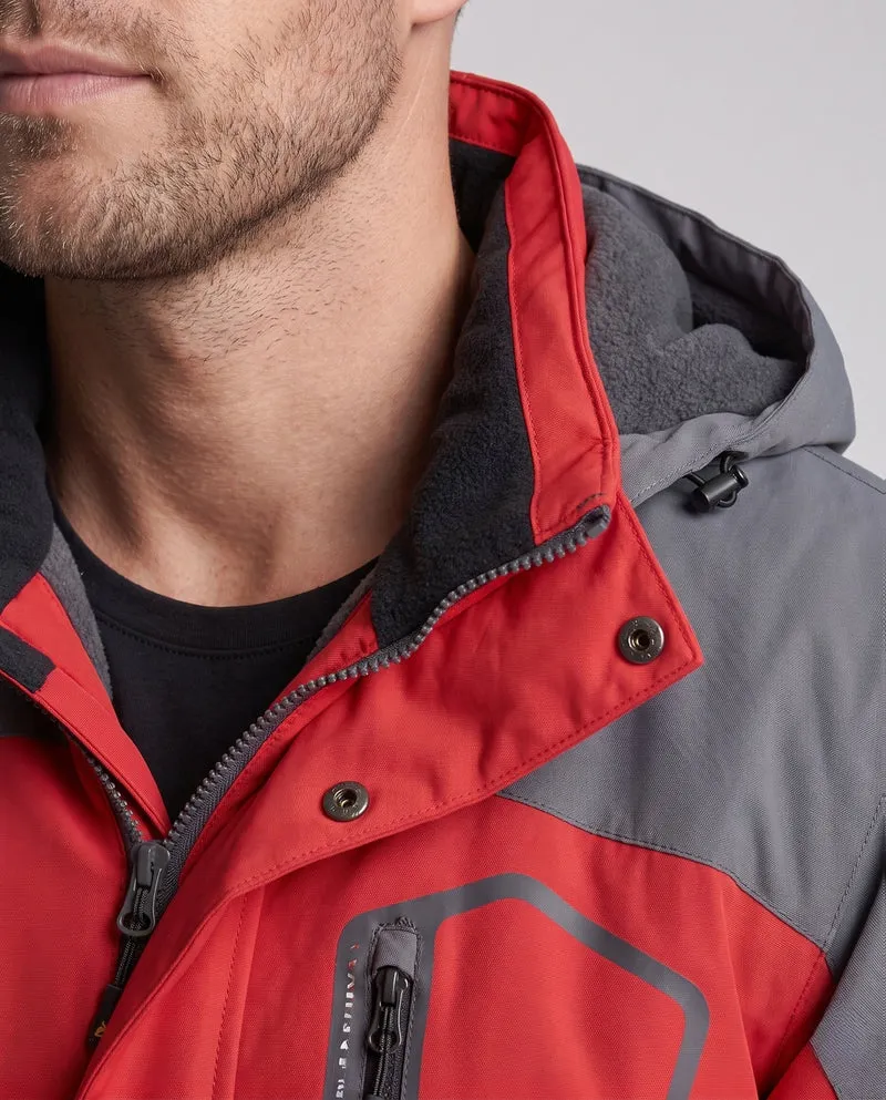 Herren isolierte winddichte Outdoor-Skijacke mit Fleece-Futter, verstellbarer Kapuze und funktionellem Reißverschluss