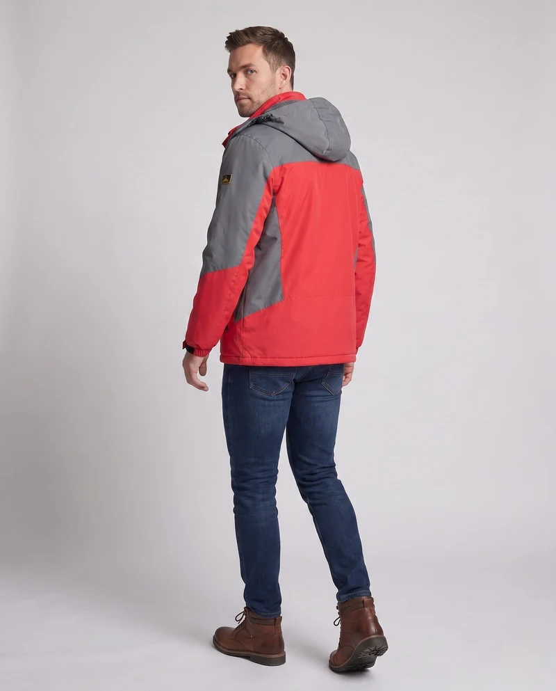 Herren isolierte winddichte Outdoor-Skijacke mit Fleece-Futter, verstellbarer Kapuze und funktionellem Reißverschluss