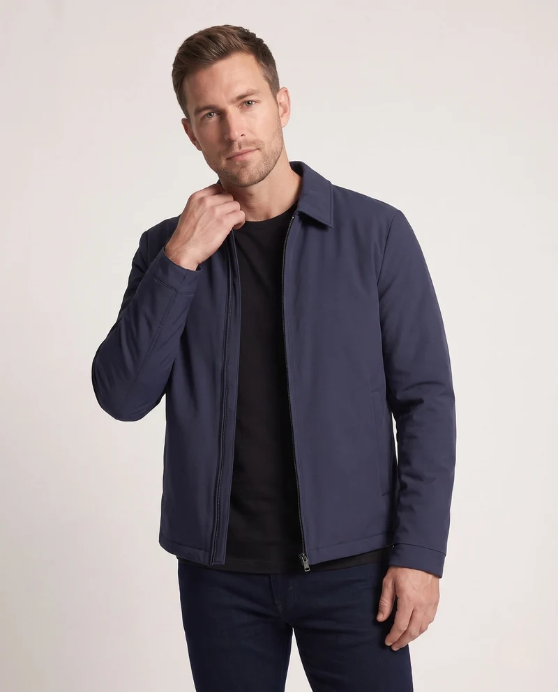 Herren gesteppte Daunenjacke mit minimalistischer Außenschale und Stehkragen