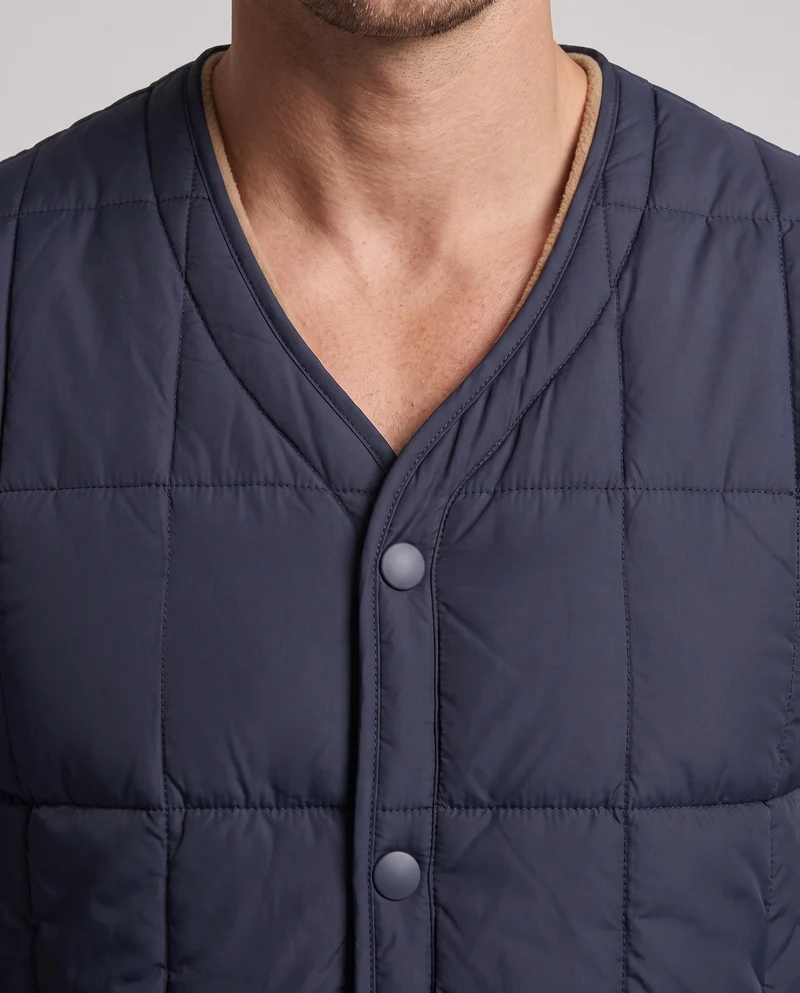 Herren gesteppte Thermo-Innenfleece-Weste mit Knopfleiste und weicher Sherpa-Innenauskleidung