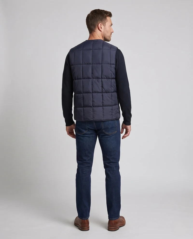 Herren gesteppte Thermo-Innenfleece-Weste mit Knopfleiste und weicher Sherpa-Innenauskleidung
