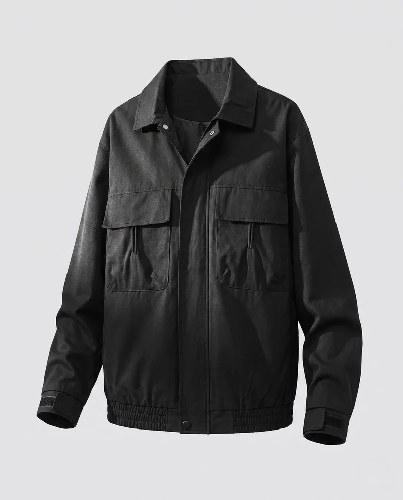 Herren Freizeit-Feldjacke mit Brustklappentaschen, elastischem Saum und Reißverschluss