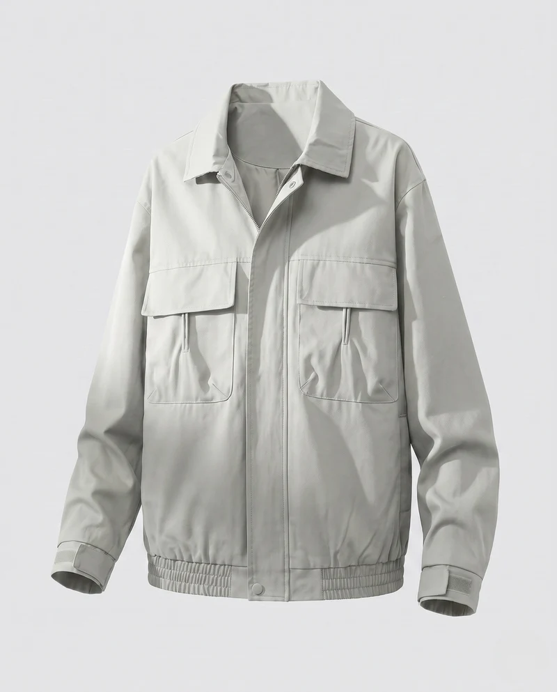Herren Freizeit-Feldjacke mit Brustklappentaschen, elastischem Saum und Reißverschluss