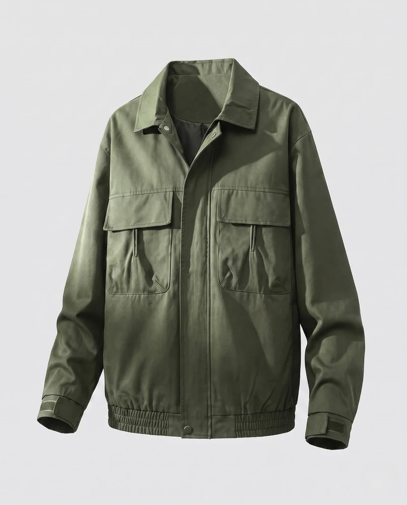 Herren Freizeit-Feldjacke mit Brustklappentaschen, elastischem Saum und Reißverschluss