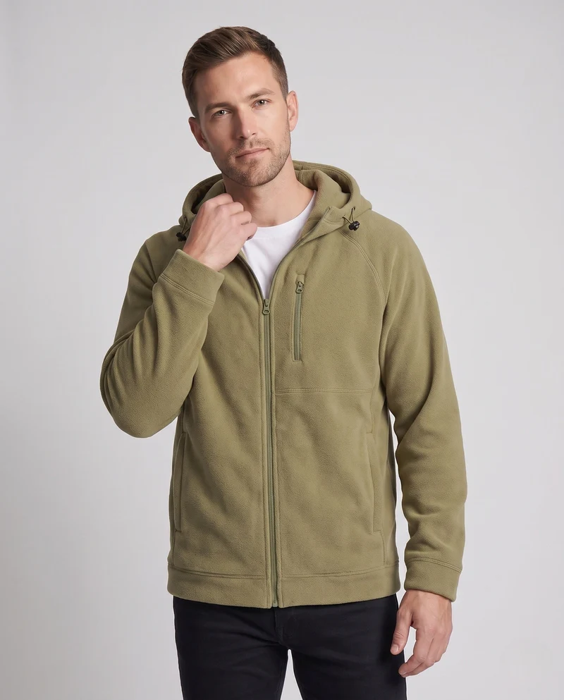 Herren Freizeit Fleece Hoodie Jacke mit vollem Reißverschluss, Brustreißverschluss und elastischen Bündchen
