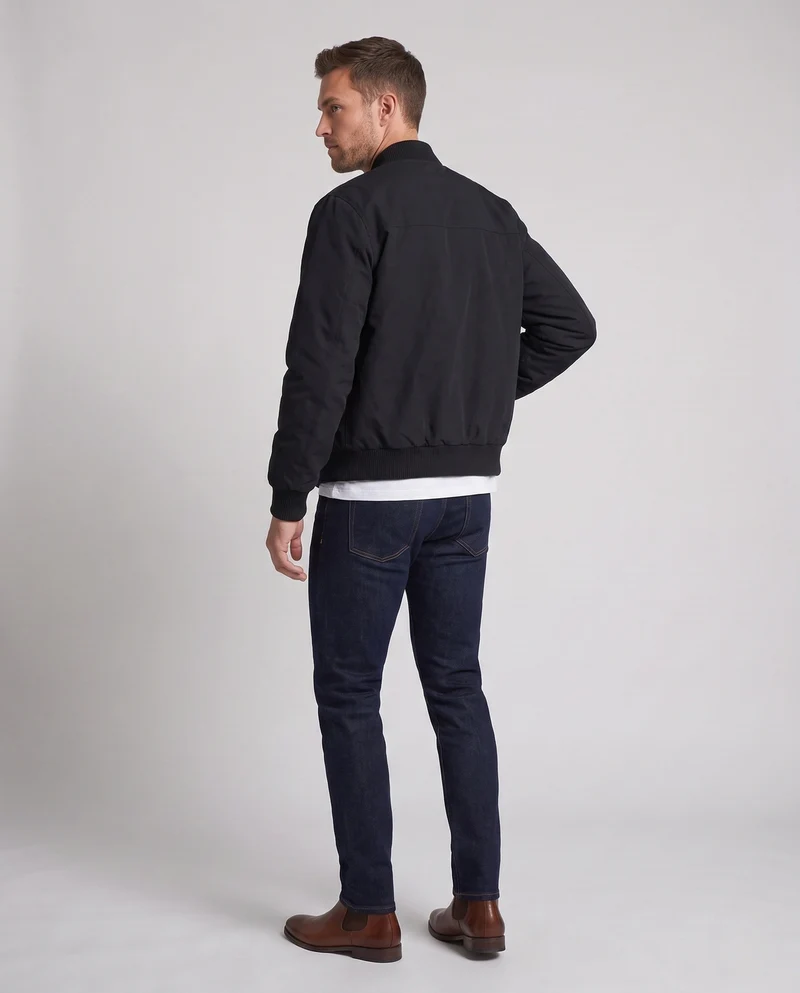 Männlicher lässiger Blouson im Samt-Look mit Zwei-Wege-Reißverschluss, gerippten Bündchen und versteckten Klappentaschen