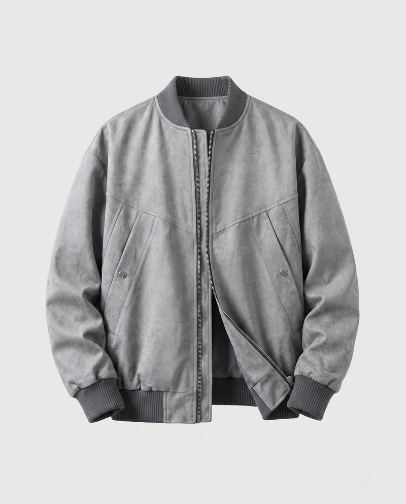 Männlicher lässiger Blouson im Samt-Look mit Zwei-Wege-Reißverschluss, gerippten Bündchen und versteckten Klappentaschen