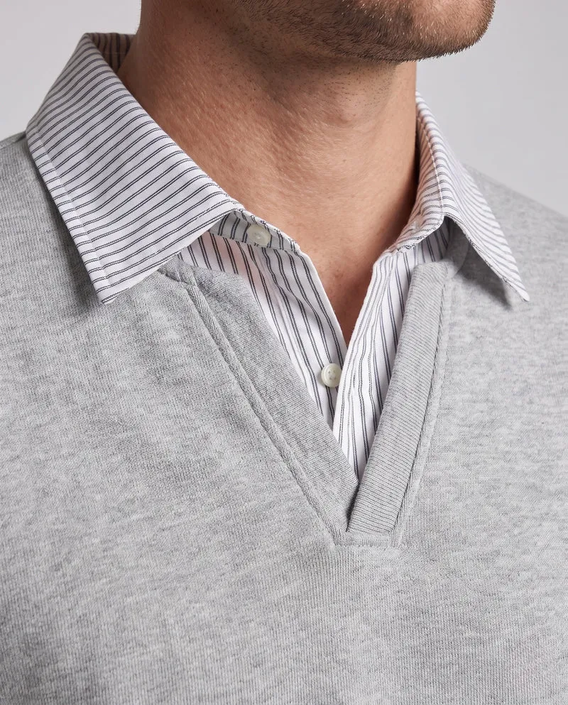 Herren Freizeitanzug Set mit Hemdkragen, V-Ausschnitt Pullover und Kordelzugbund
