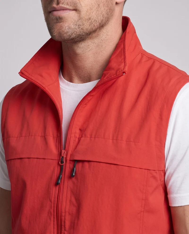 Leichtgewichtiges packbares Outdoor-Westen für Herren mit Netzfutter, Stehkragen und verstellbarem Saum