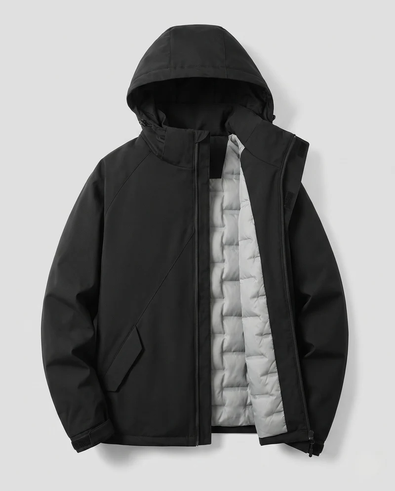 Leichte wasserabweisende Steppjacke für Herren mit hochwertiger Daunenfüllung und Kapuze