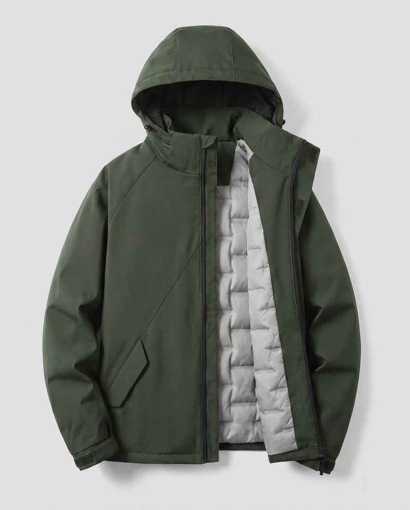 Leichte wasserabweisende Steppjacke für Herren mit hochwertiger Daunenfüllung und Kapuze