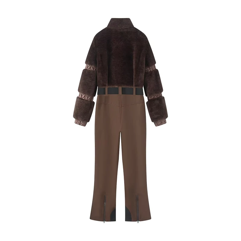 Damen Zweiteiliges Ski‑ und Winterset mit kurzem Teddyblouson und Highwaist‑Softshellhose Drune
