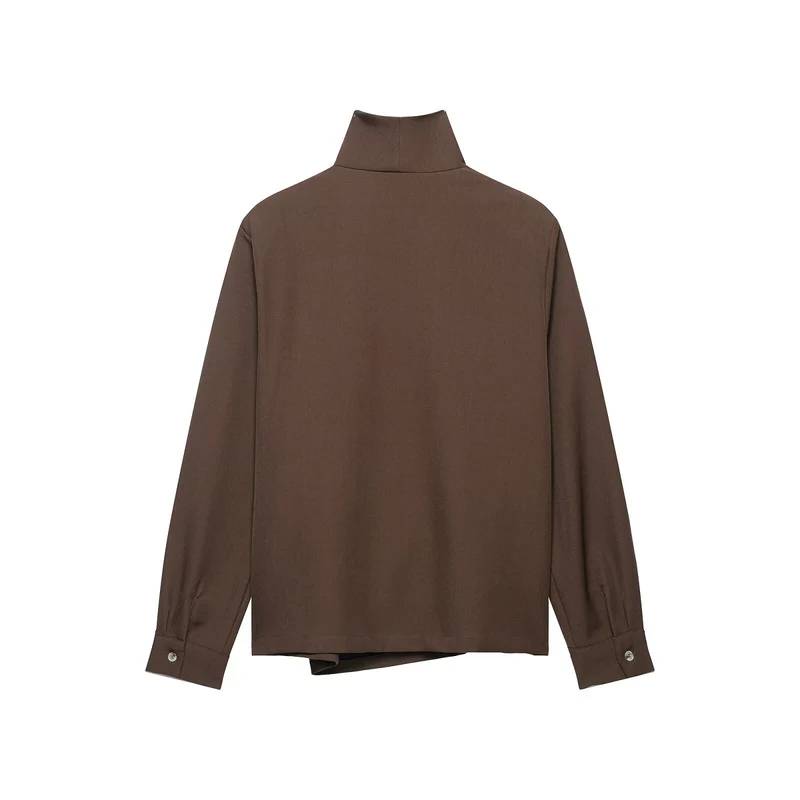 Damen Zweiteiliges Set aus asymmetrischer Rollkragenbluse und weiter Culottehose Drune