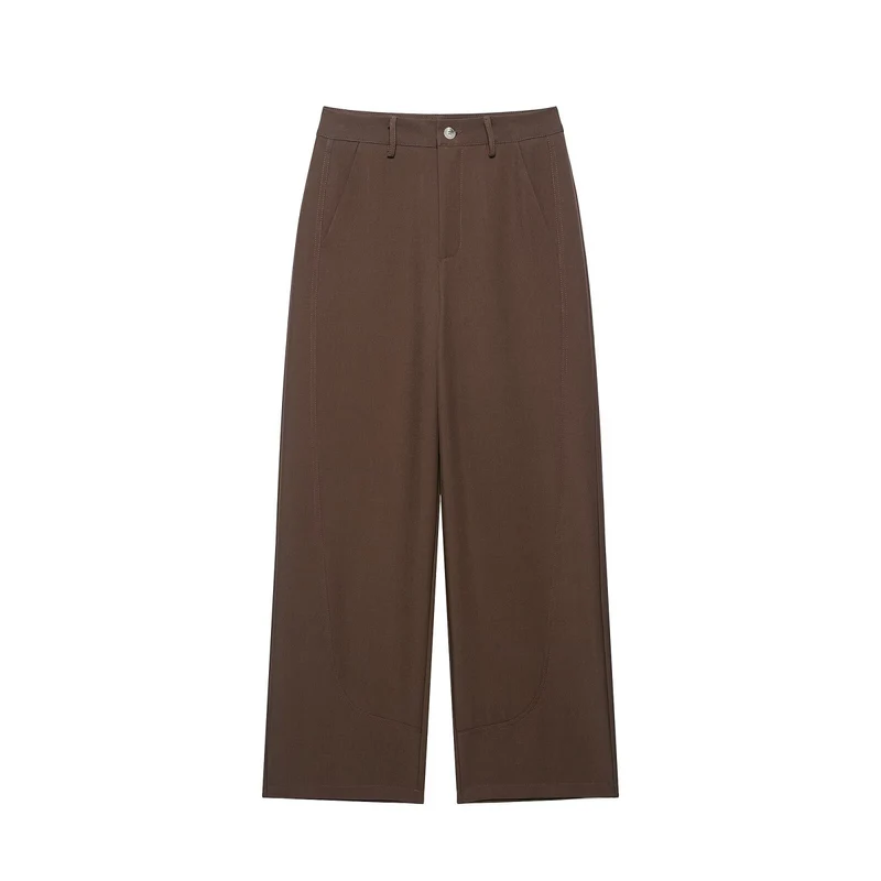 Damen Zweiteiliges Set aus asymmetrischer Rollkragenbluse und weiter Culottehose Drune