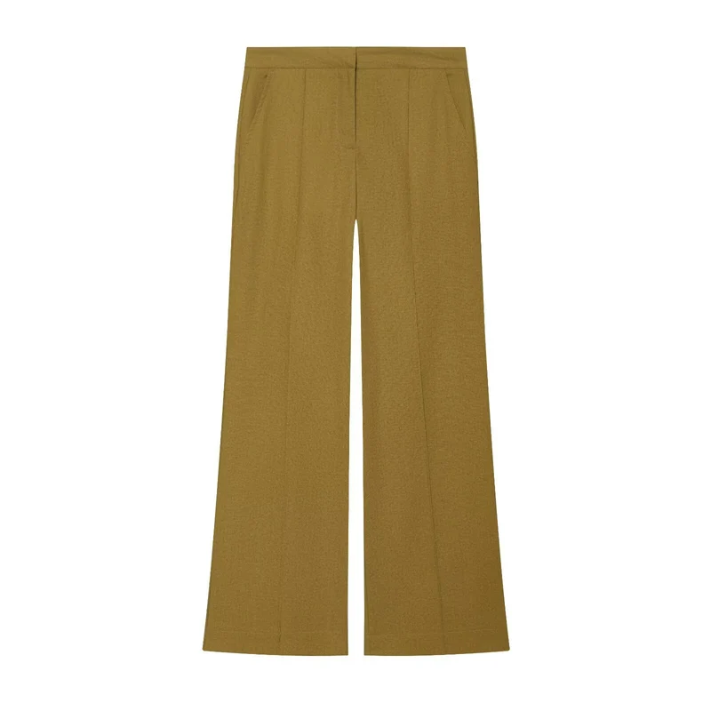Damen Zweiteiliges Ensemble mit locker geschnittener Knotenjacke und weiter Hochgeschnittener Hose Drune