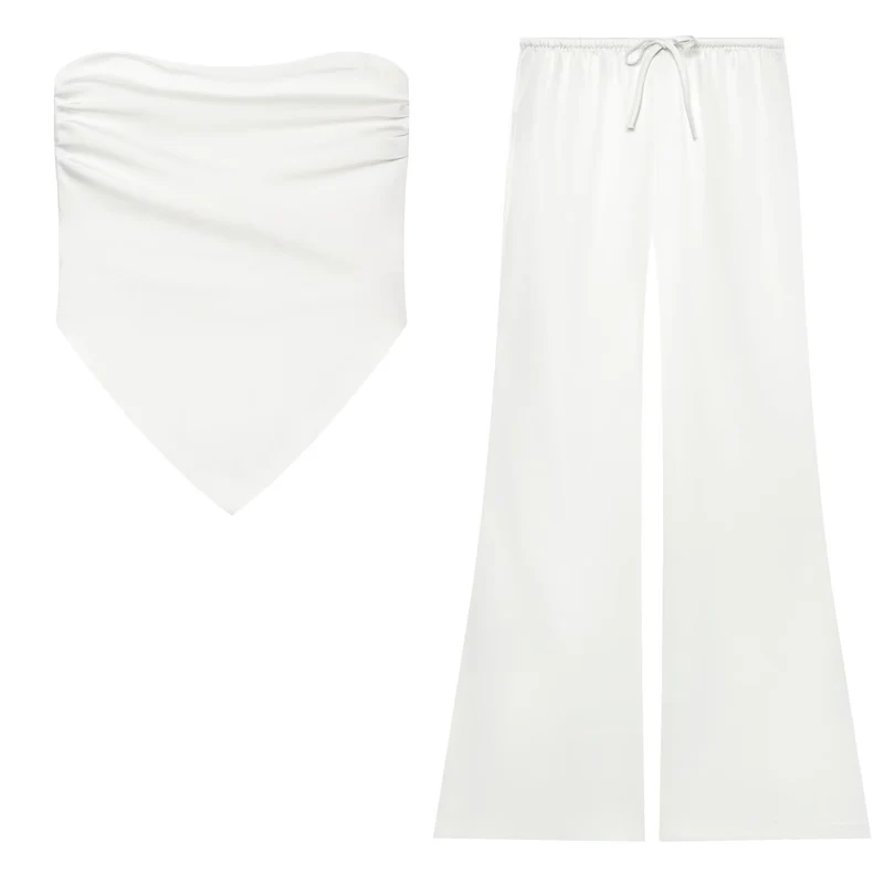 Damen Weite Satin-Hose mit elastischem Tunnelzugbund und Polka-Dot-Muster Drune