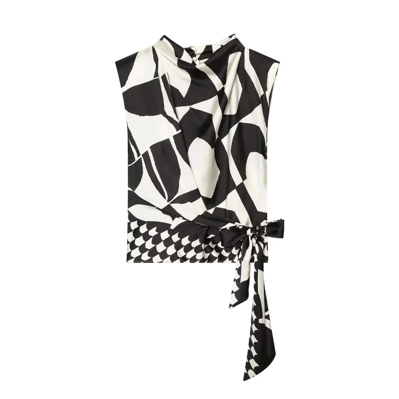 Damen Weite Palazzohose mit hoher Taille und grafischem Blockprint Drune